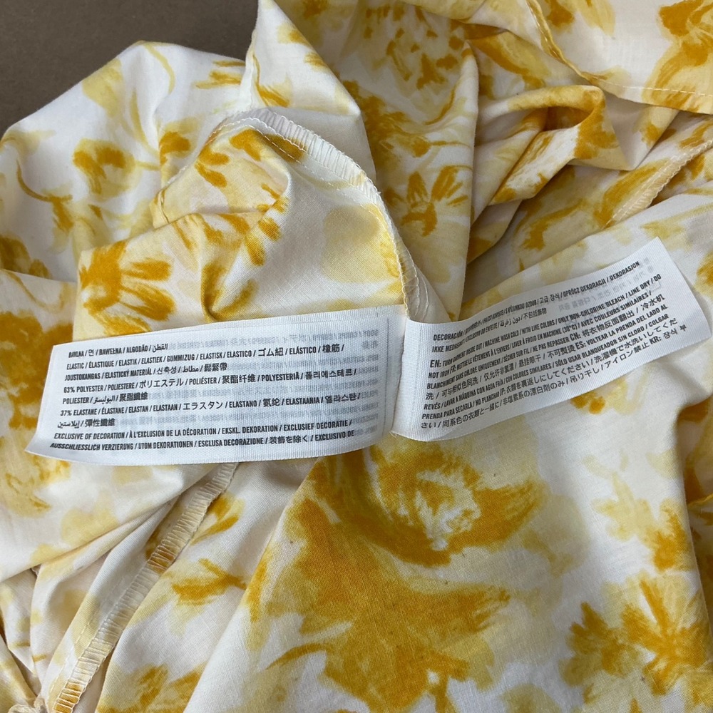 Abercrombie & Fitch Yellow Floral Puff Sleeve Smocked Mini Dress Womens Medium - Picture 7 of 10
